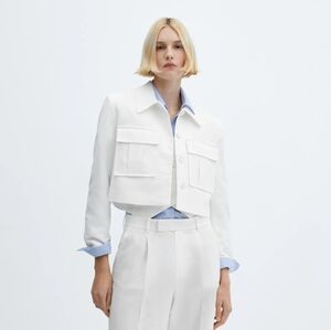 MANGO Cropped suit jacket with pockets M